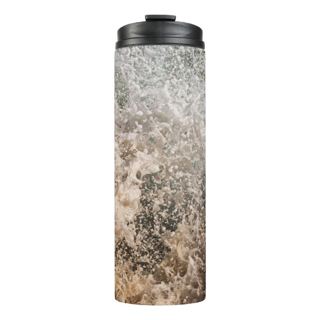Garrafa Térmica Dynamic Ocean Waves and Sea Foam Abstract (Frente)