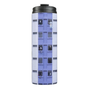 Garrafa Térmica Edifício azul e branco