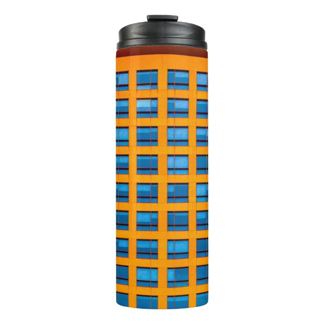 Garrafa Térmica Edifício azul e laranja (Frente)