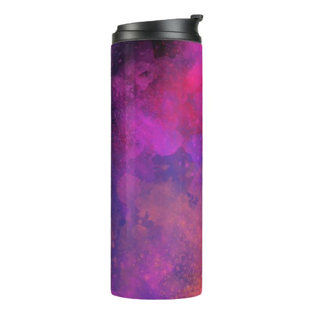 Garrafa Térmica Efeito Splatter de Tinta Pintura Rosa (Giro à esquerda)