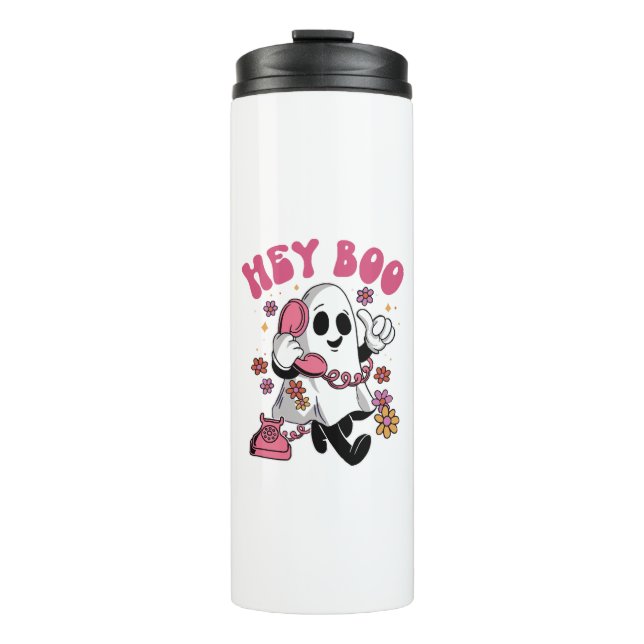 Garrafa Térmica Ei Boo - Fantasma Groovy de Halloween  (Frente)