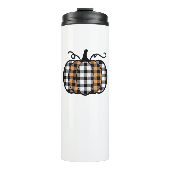 Garrafa Térmica Ei Pumpkin Buffalo Xadrez para outono de Outono (Frente)