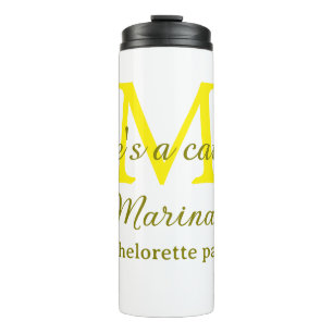 Garrafa Térmica Ela é uma festa de solteira de monograma amarelo n
