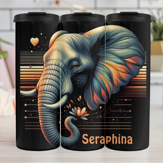 Garrafa Térmica Elefante com Acentos Florais Brilhantes (Criador carregado)