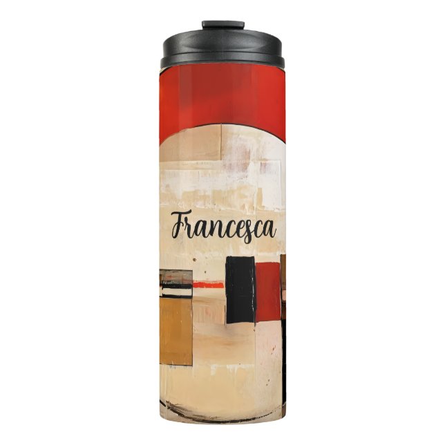 Garrafa Térmica Elegância Celestial: Exploração de Abstrato em Bei (Frente)