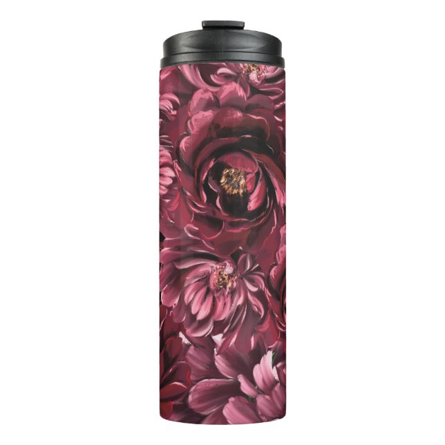 Garrafa Térmica Elegância da Flor Burgundy (Frente)