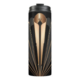 Garrafa Térmica Elegância Geométrica em Art Deco Ouro