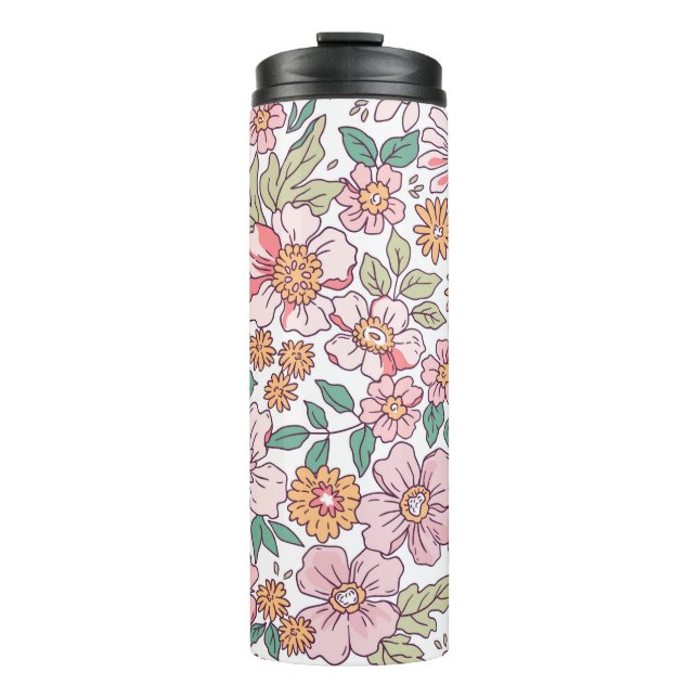 Garrafa Térmica Elegant floral pattern in small hand draw flower.  (Frente)