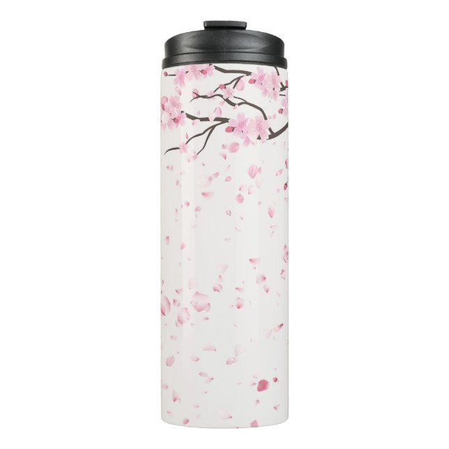 Garrafa Térmica Elegant Pink Cherry Blossom Floral Pattern Thermal (Frente)