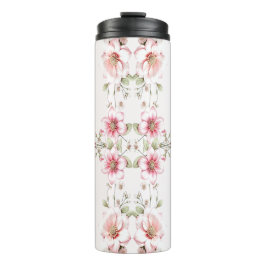 Garrafa Térmica Elegant Pink White Floral Thermal Tumbler
