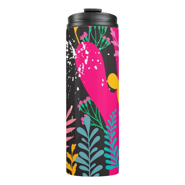 Garrafa Térmica elegant seamless pattern with abstract leaves and  (Frente)