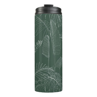 Garrafa Térmica Elegant seamless pattern with green hand drawn lin