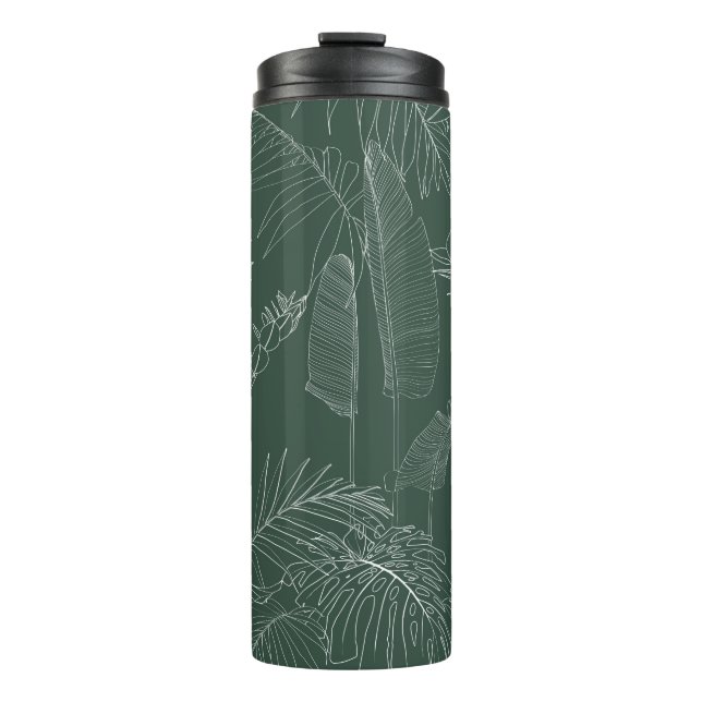 Garrafa Térmica Elegant seamless pattern with green hand drawn lin (Frente)