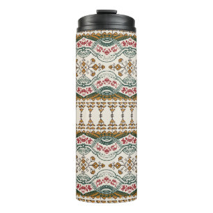 Garrafa Térmica Elegante Borda Floral de Boho Étnica