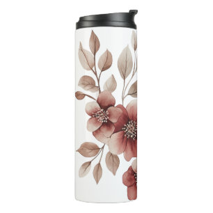 Garrafa Térmica Elegante Buquê Floral de Aquarela Burgundy