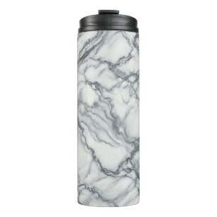 Garrafa Térmica Elegante Cinza Chic e Branco com Aparência de Márm