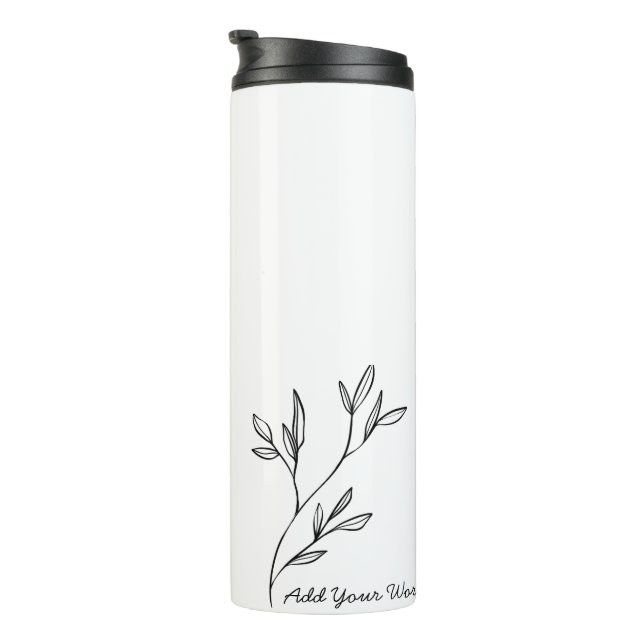 Garrafa Térmica Elegante Estilo Simples Preto e Branco com Texto P (Rotação à direita)