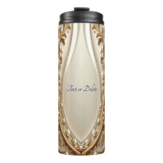 Garrafa Térmica Elegante Floral Ornata Dourada