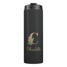 Elegante Monograma Botânico Letra Dourada C