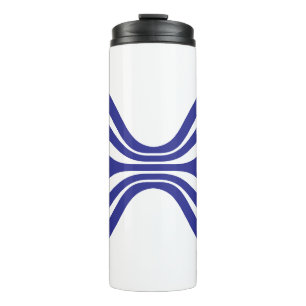 Garrafa Térmica Elegante Monograma de Letra X com Linha Azul