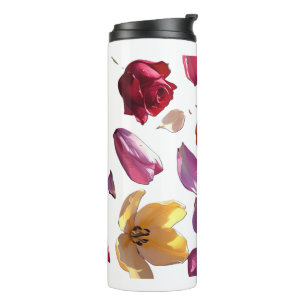 Garrafa Térmica Elegante Pétala Floral Espalhada Moderna