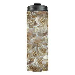 Garrafa Térmica Elegante Rosa Floral Padrão Petal