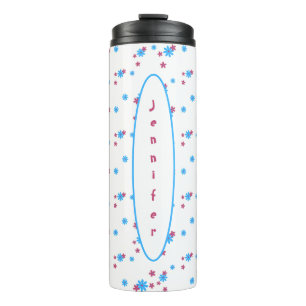 Garrafa Térmica Elegante Tendy Modern Girly White Modelo Azul