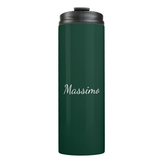 Garrafa Térmica Elegante Verde Escuro Casual Escrita à Mão Próprio (Frente)