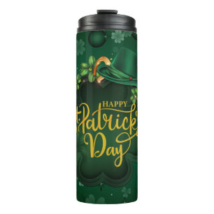 Garrafa Térmica Elegante Verde escuro - Ruas felizes. Dia de Patri