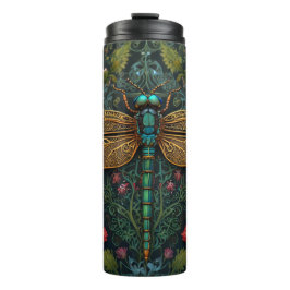 Garrafa Térmica Elegante Vintage dragonfly boho botânico