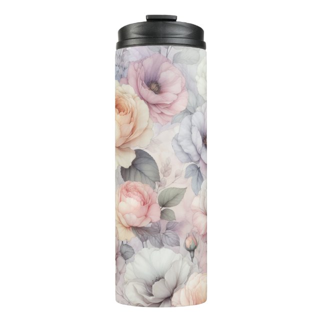 Garrafa Térmica Elegantes Flores de Rosa (Frente)