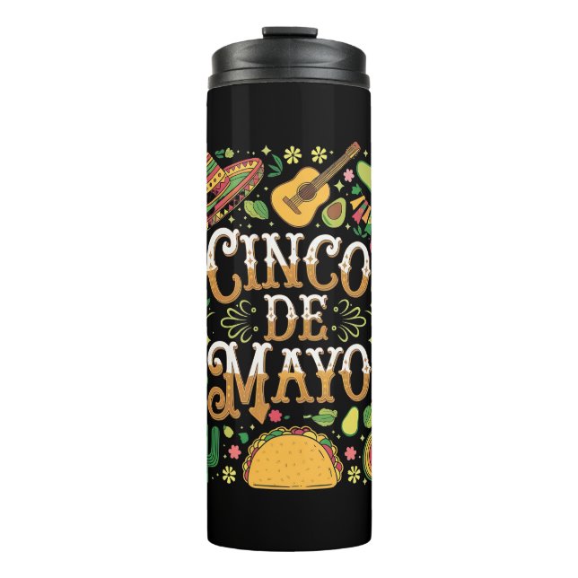 Garrafa Térmica Elementos de Festa Divertidos do Cinco De Mayo (Frente)