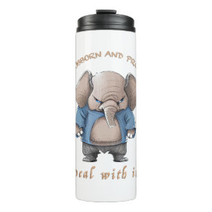 Garrafa Térmica Elephant Stubborn Lida Com Ele Engraçado Adorável