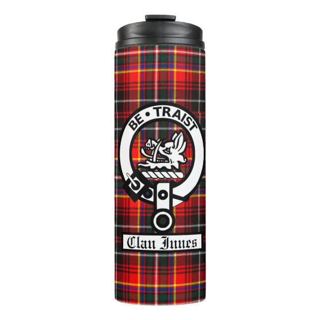 Garrafa Térmica Emblema do Clã Innes e Tartan  (Frente)