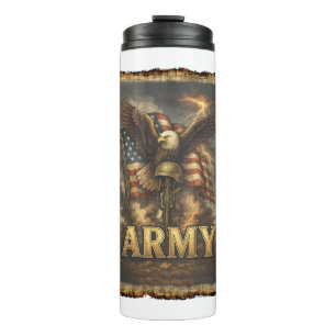 Garrafa Térmica Emblema do Exército com Bandeira e Águia