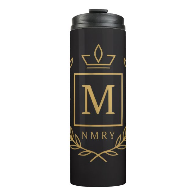 Garrafa Térmica "Emblema Real NMKY – Design de Crista com Monogram (Frente)