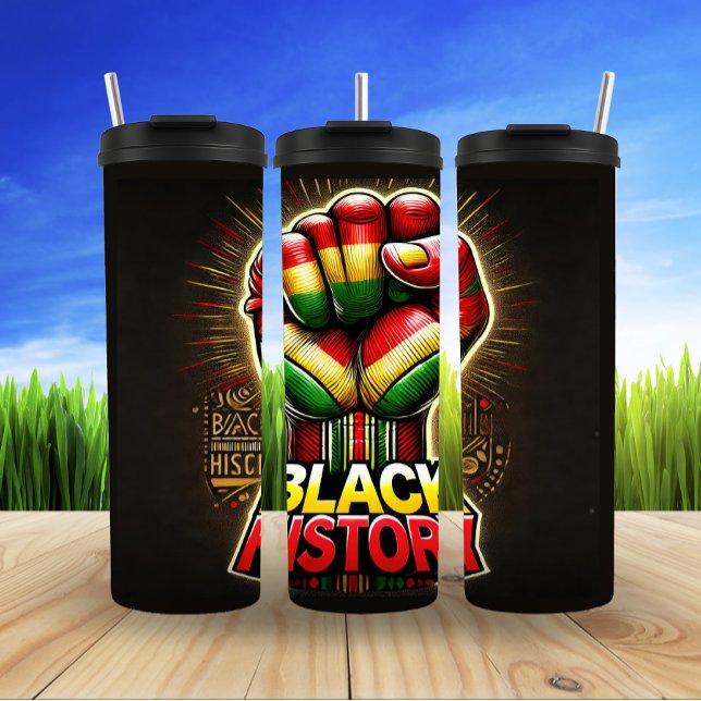 Garrafa Térmica Empoderamento de História Negra através do poderos (Criador carregado)