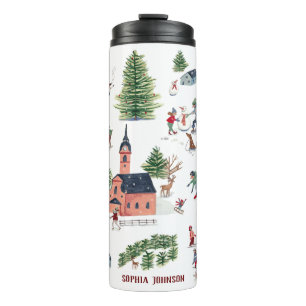 Garrafa Térmica Encantador chalé de esqui alpino vermelho escuro n