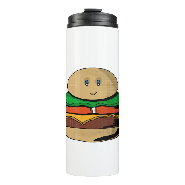 Garrafa Térmica Encantável Burger Hamburger Kawaii (Frente)