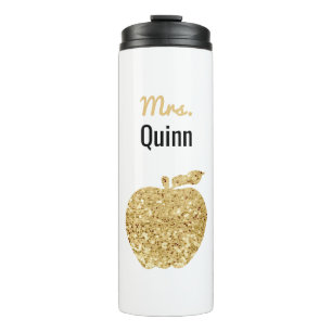 Garrafa Térmica Encanto personalizado Apple Dourado do Sequin do
