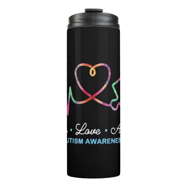 Garrafa Térmica Encerramento de string de desenhoAccept Autism Awa (Frente)