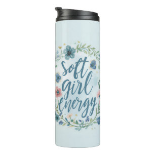 Garrafa Térmica Energia de Menina Soft Floral Azul Bebê 