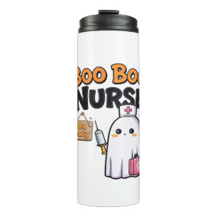Garrafa Térmica Enfermeira Boo em T-Shirt Clássica de Serviço