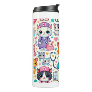 Garrafa Térmica Enfermeira do gato Skinny Tumbler, copo de 20oz ka