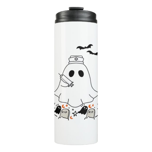 Garrafa Térmica Enfermeira Ghost Cute Halloween Design Classic T S (Frente)
