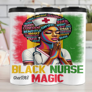 Garrafa Térmica Enfermeira Negra Magia: Confidente, Espírito Coraj