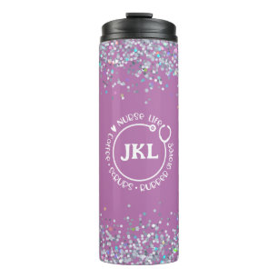 Garrafa Térmica Enfermeiro do estetoscópio com monograma roxo mode