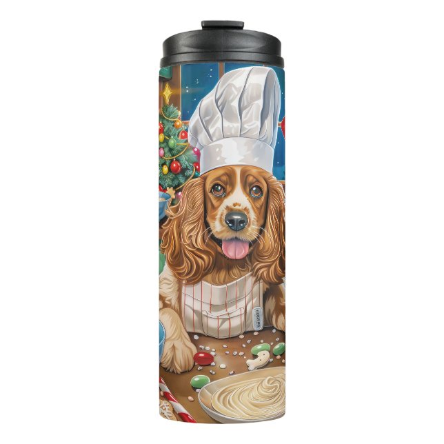 Garrafa Térmica English Cocker Spaniel Confeitaria de Férias: Nata (Frente)