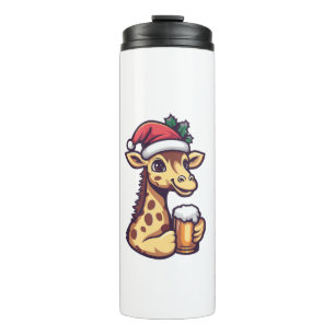 Garrafa Térmica Engraçada Girafa De Natal Com BD