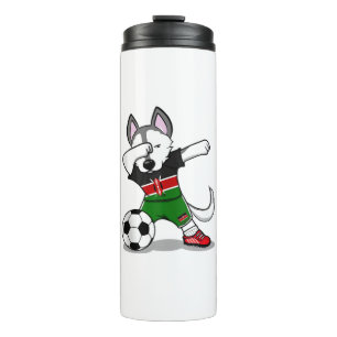 Garrafa Térmica Engraçado Dabbing Rouco Cão Quênia Futebol - Quêni